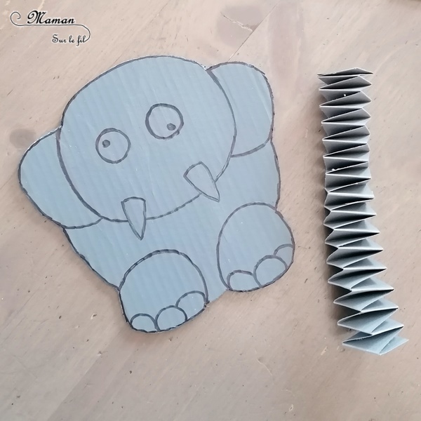 Activité créative et manuelle enfants - Fabriquer une famille Eléphant en carton - Herbes hautes de la savane - Jeu DIY - Créer la trompe de l'éléphant - Récup en carton et peinture - Bricolage 3D en relief - Fait maison - Afrique et Kenya - Découverte d'un pays - Animaux de la savane - Espace et géographie - arts visuels et atelier maternelle et Cycles 1 et 2 - Eté - mslf