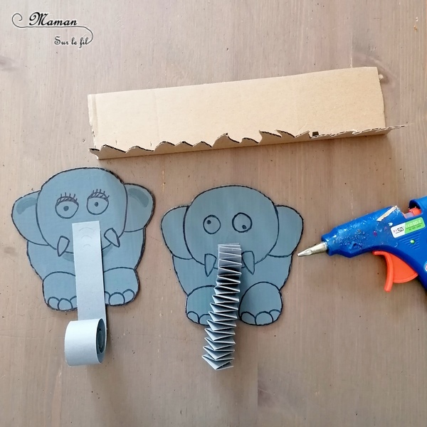 Activité créative et manuelle enfants - Fabriquer une famille Eléphant en carton - Herbes hautes de la savane - Jeu DIY - Créer la trompe de l'éléphant - Récup en carton et peinture - Bricolage 3D en relief - Fait maison - Afrique et Kenya - Découverte d'un pays - Animaux de la savane - Espace et géographie - arts visuels et atelier maternelle et Cycles 1 et 2 - Eté - mslf