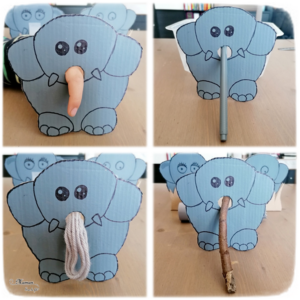 Activité créative et manuelle enfants - Fabriquer un un éléphant en carton - Jeu DIY - Créer la trompe de l'éléphant - Imagination et créativité - Récup en carton et peinture - Bricolage Jeu DIY - Fait maison - Afrique et Kenya - Découverte d'un pays - Animaux de la savane - Espace et géographie - arts visuels et atelier maternelle et Cycle 1 - Eté - mslf