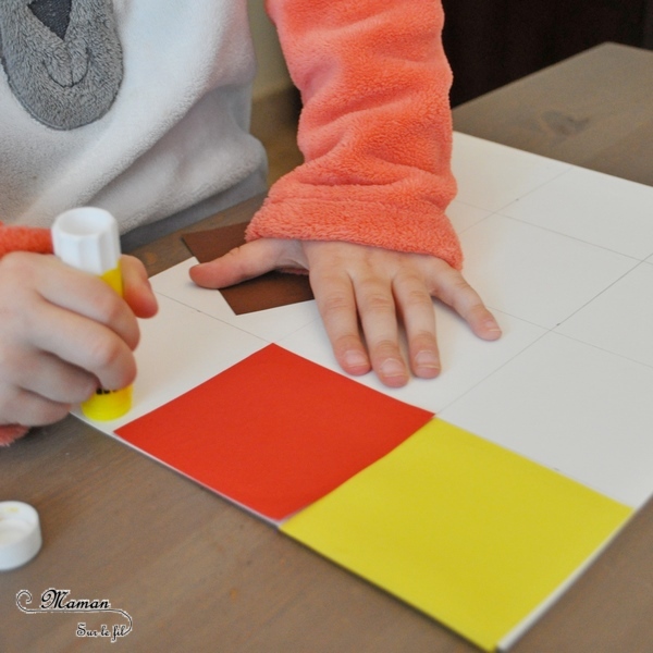 Activité créative et manuelle enfants - Collage à la façon de Vassili Kandinsky - Découpage, collage, géométrie - Formes géométriques, tri par taille - A la manière de - Peinture et artiste - Travail sur les couleurs - Découverte d'un artiste Mesure et Utilisation de la règle - Arts visuels maternelle ou cycle 2 - mslf