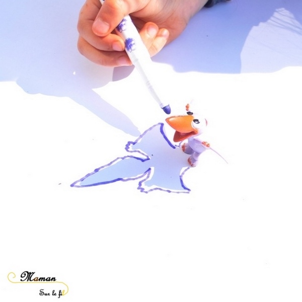 Activité créative enfants - Dessiner avec le soleil, la lumière et les ombres - dessin des animaux de la savane, de Mickey, de figurines divers, du corps humain - Sciences, expériences et observation - Dessin et créativité - découverte de l'Afrique et du Kenya - Activité extérieure printemps ou été - Découverte d'un pays - Géographie - mslf