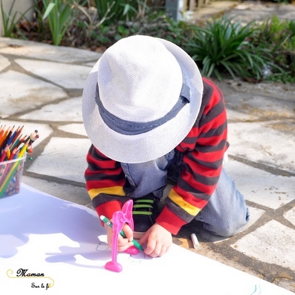 Activité créative enfants - Dessiner avec le soleil, la lumière et les ombres - dessin des animaux de la savane, de Mickey, de figurines divers, du corps humain - Sciences, expériences et observation - Dessin et créativité - découverte de l'Afrique et du Kenya - Activité extérieure printemps ou été - Découverte d'un pays - Géographie - mslf