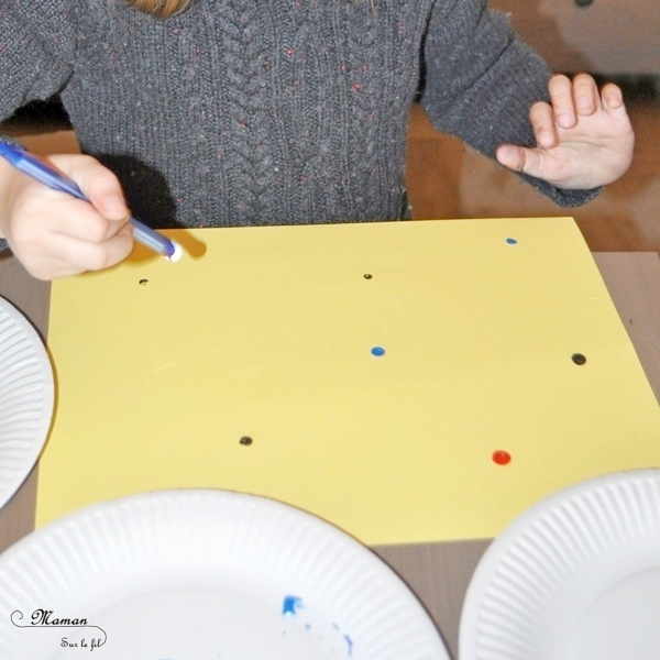 Activité créative et manuelle enfants - Peinture de quelques cercles et ronds à la façon de Vassili Kandinsky - Objets du quotidien comme tampon - géométrie - Formes géométriques, tri par taille - cercles concentriques - A la manière de - Peinture et artiste - Travail sur les couleurs - Découverte d'un artiste Mesure - Pointillisme - Arts visuels maternelle ou cycle 2 - mslf