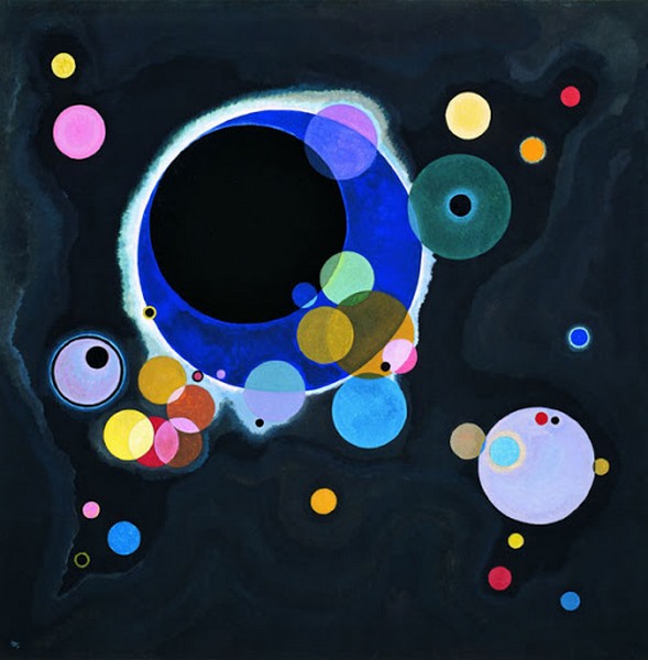 Activité créative et manuelle enfants - Peinture de quelques cercles et ronds à la façon de Vassili Kandinsky - Objets du quotidien comme tampon - géométrie - Formes géométriques, tri par taille - cercles concentriques - A la manière de - Peinture et artiste - Travail sur les couleurs - Découverte d'un artiste Mesure - Pointillisme - Arts visuels maternelle ou cycle 2 - mslf