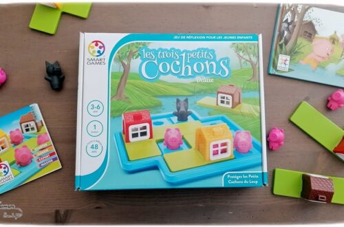 Jeu de société Les trois petits cochons Deluxe de Smart Games - Jeu de logique enfants sur le thème des contes - Animaux de la ferme, cochons et animaux de la forêt, loups - Casse-tête à défis - Concentration, Intelligence spatiale, planification, résolution de problème - Test et avis - entre 3 et 6 ans - Maternelle - 2 niveaux - Difficulté progressive - mslf