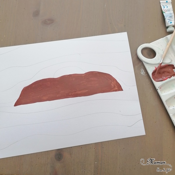 Activité créative et manuelle enfants - Ayer Rocks du site Uluru en dégradé de peinture - technique avec ajout de blanc - Rocher sacré de la culture aborigène - Coucher soleil - Peinture - - Découverte d'une technique artistique - Créativité - Océanie et Australie - Découverte d'un pays - Espace et géographie - arts visuels et atelier maternelle, Cycle 1, 2 et 3 - Eté - mslf