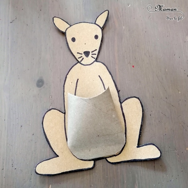 Activité créative et manuelle enfants - Bilboquet DIY Kangourou - Bébé et Poche en carton de récup' - colis et rouleau de papier toilette ou PQ - Jeu fait maison sur l'Australie - Dessin - Animaux australiens, de la steppe et de la savane - Créativité - Océanie et Australie - Découverte d'un pays - Espace et géographie - arts visuels et atelier maternelle , Cycle 1, 2 et 3 - Eté - mslf