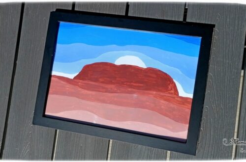 Activité créative et manuelle enfants - Ayer Rocks du site Uluru en dégradé de peinture - technique avec ajout de blanc - Rocher sacré de la culture aborigène - Coucher soleil - Peinture - - Découverte d'une technique artistique - Créativité - Océanie et Australie - Découverte d'un pays - Espace et géographie - arts visuels et atelier maternelle, Cycle 1, 2 et 3 - Eté - mslf