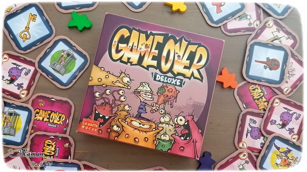 Jeu de société enfants et adultes - Game Over deluxe des éditions La Haute Roche - A l'effigie de la bande dessinée - Thème Jeux Vidéos, Princesse, Blorks et monstres - Jeu de mémoire rigolo - Variante familiale - 5 ans et plus - partie facile et rapide - Jeu de cartes - Test et avis - mslf