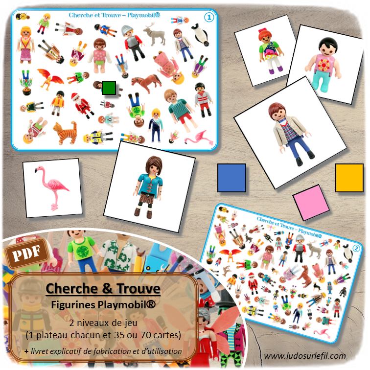 Jeu de cherche et trouve - 2 niveaux progressifs - 2 plateaux avec 35 ou 70 photos - Discrimination visuelle, rapidité, jeu de société - Atelier maternelle - Jeu à télécharger et à imprimer  ou jeu imprimé - Format PDF - lslf