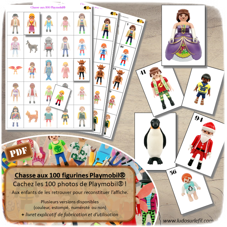 Chasse aux 100 figurines Playmobil - Chasse géante - Discrimination visuelle, patience - Jeu à télécharger et à imprimer  - Format PDF - lslf