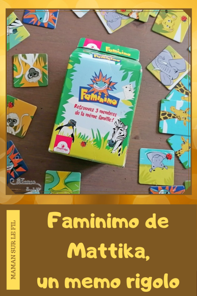 Jeu de société enfants et adultes - Faminimo des éditions Mattika - Jeu de memory et de mémoire rigolo - Variante familiale - famille de 3 animaux - piège avec le requin - 4 ans et plus - partie facile et rapide - Jeu de cartes - Parfait à emporter - Jeu de voyage - Test et avis - mslf