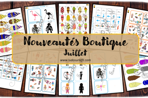 Nouveautés de juillet - Boutique en ligne Ludo sur le fil - fichiers jeux pdf à télécharger et imprimer - Eté, glaces et Playmobil - Bonhommes et Animaux - jeu mathématiques, Dobble, jeu des doubles, ombres, loupe, mini, couleurs, chasse aux 100, parcours codés, codage - mslf