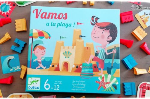 Jeu de société enfants et adultes - Vamos a la playa de Djeco - Jeu de stratégie et de cartes à partir de 6 ans - Elémentaire, cycle 2 et 3 - Thème Plage, été, mer et château de sable - Test et avis - mslf