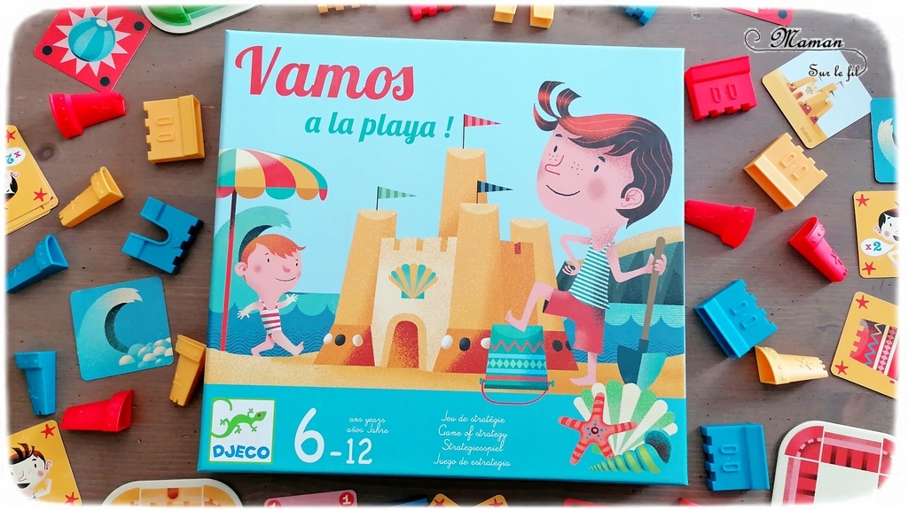 Jeu de société enfants et adultes - Vamos a la playa de Djeco - Jeu de stratégie et de cartes à partir de 6 ans - Elémentaire, cycle 2 et 3 - Thème Plage, été, mer et château de sable - Test et avis - mslf