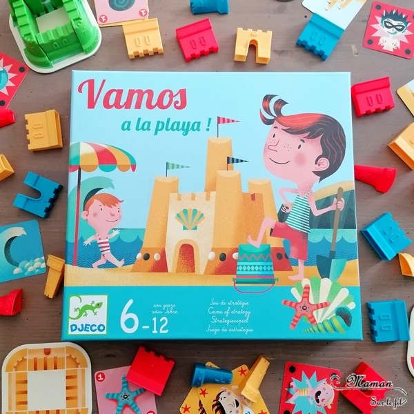 Jeu de société enfants et adultes - Vamos a la playa de Djeco - Jeu de stratégie et de cartes à partir de 6 ans - Elémentaire, cycle 2 et 3 - Thème Plage, été, mer et château de sable - Test et avis - mslf