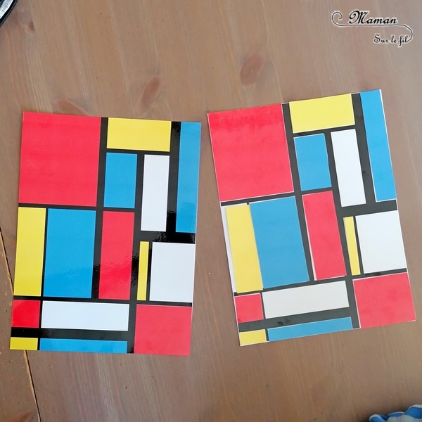 Activité créative et manuelle enfants - Puzzle DIY à la façon de Piet Mondrian - Jeu Fait Maison à imprimer - Colorer le tableau de Piet Mondrian - A la manière de - Géométrie - Travail sur les couleurs primaires et les formes (rectangles) - Découverte d'un artiste - Logique et observation - Arts visuels maternelle ou cycle 2 et 3 - mslf