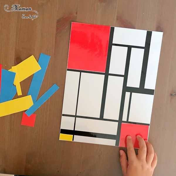 Activité créative et manuelle enfants - Puzzle DIY à la façon de Piet Mondrian - Jeu Fait Maison à imprimer - Colorer le tableau de Piet Mondrian - A la manière de - Géométrie - Travail sur les couleurs primaires et les formes (rectangles) - Découverte d'un artiste - Logique et observation - Arts visuels maternelle ou cycle 2 et 3 - mslf