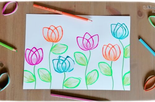 Activité créative et manuelle enfants - Peindre et dessiner des tulipes avec des rouleaux de papier toilette et des crayons de couleur - PQ - Récup, recyclage, peinture et dessin - Champ de tulipes, de fleurs - Parfait pour le printemps - technique rigolote - Paysage - Créativité - Europe - Pays-Bas, Hollande, Néerlandais - Découverte d'un pays - Espace et géographie - arts visuels et atelier Cycle 1 ou 2 - Maternelle - mslf