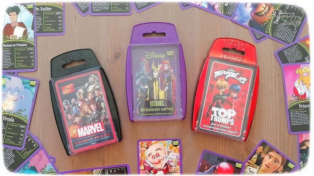 Jeu de société enfants - Top Trumps : des jeux de bataille à l'effigie de nos héros préférés - Super Héros Marvel, Méchants et Vilains de Disney, Miraculous - Winning Moves - Jeu de cartes compact à emporter partout - Voyage - Travail de mathématiques - comparaison de nombres - ludique - mslf