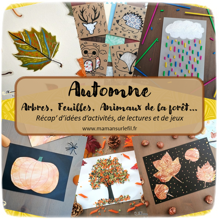 Récapitulatif Automne - idées activités lectures jeux pour enfants sur un thème donné - différents thèmes - Animaux de la forêt, oiseaux, forêt, arbres, feuilles, aliments automne, champignons, marrons, citrouilles, 4 saisons, météo, nuages et pluie - arts visuels - littérature jeunesse - jeux de société - jeux à imprimer - récap sur le fil - mslf