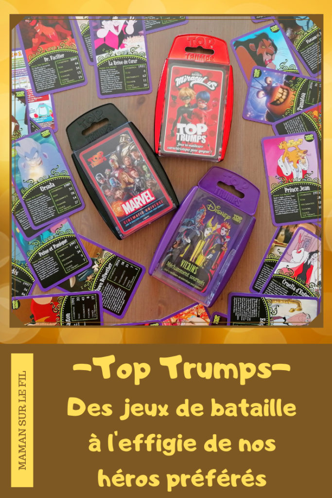 Jeu de société enfants - Top Trumps : des jeux de bataille à l'effigie de nos héros préférés - Super Héros Marvel, Méchants et Vilains de Disney, Miraculous - Winning Moves - Jeu de cartes compact à emporter partout - Voyage - Travail de mathématiques - comparaison de nombres - ludique - mslf