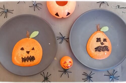 Activité créative et manuelle enfants - Cuisine et pâtisserie ludique - Pancakes ou crêpes Citrouilles d'Halloween - Dessin - Cuisine créative - Cake design - Décoration de gâteaux - Idées anniversaire sur thème Halloween et Automne - mslf