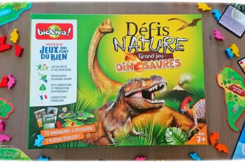 Jeu de société enfants - Défis Nature Grand Jeu Dinosaures de Bioviva - Jeu de plateau et de cartes pour 7 ans et + - Parfait pour aborder le thème de l'histoire, la préhistoire, les dinosaures, la Pangée et le déplacement des continents - Géographie ludique - Test et avis - jeu de cartes bataille - Rapidité, mathématiques et stratégie - fabrication française et éco-conception et production responsable - mslf