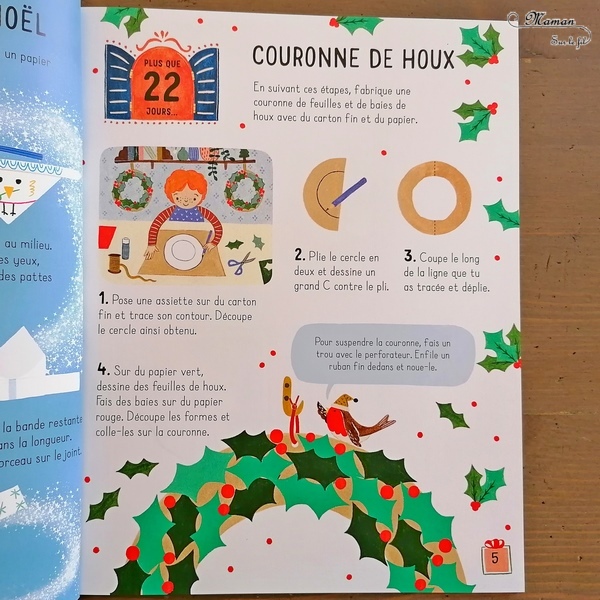 Livre enfants - 24 activités en attendant Noël chez Usborne - Idées d'activités créatives, manuelles, de bricolages, de recettes de cuisine, de décorations et de préparatifs - A utiliser comme un calendrier de l'avent - adaptable au thème hiver - Tutoriels complets et clairs - littérature enfant et jeunesse - Test et avis - mslf