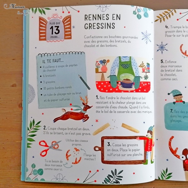 Livre enfants - 24 activités en attendant Noël chez Usborne - Idées d'activités créatives, manuelles, de bricolages, de recettes de cuisine, de décorations et de préparatifs - A utiliser comme un calendrier de l'avent - adaptable au thème hiver - Tutoriels complets et clairs - littérature enfant et jeunesse - Test et avis - mslf