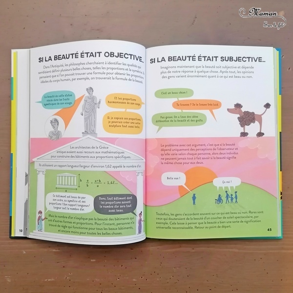 Livre enfants et ados - La philosophie pour les débutants chez Usborne - Documentaire sur la philosophie, les questionnements, les émotions, le sens de la vie, la beauté, la logique - Plein plein d'infos et de questions pour apprendre à penser et réfléchir par soi-même - Ouvrage parfait pour une découverte du sujet en cycle 3 - test et avis - mslf