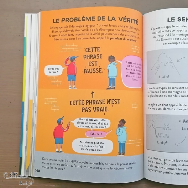 Livre enfants et ados - La philosophie pour les débutants chez Usborne - Documentaire sur la philosophie, les questionnements, les émotions, le sens de la vie, la beauté, la logique - Plein plein d'infos et de questions pour apprendre à penser et réfléchir par soi-même - Ouvrage parfait pour une découverte du sujet en cycle 3 - test et avis - mslf