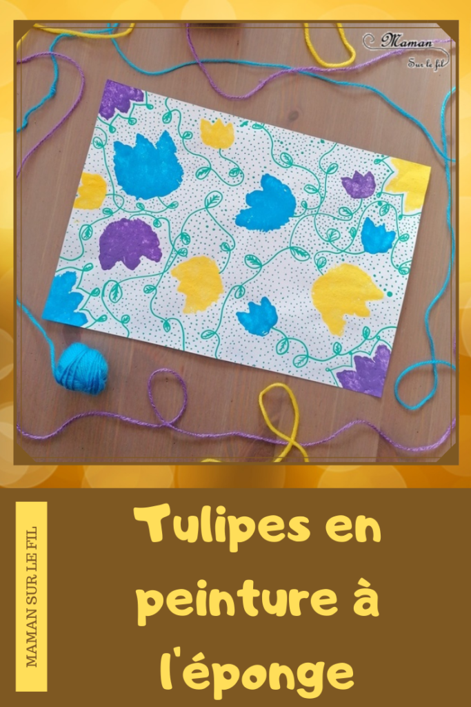 Activité créative et manuelle enfants - tulipes en peinture à l'éponge, dessin et graphismes - Technique pour peindre ludique - boucles, points, traits - fleurs - Parfait pour le printemps et thème sur la Hollande - Créativité - Europe - Pays-Bas, Hollande, Néerlandais - Découverte d'un pays - Espace et géographie - arts visuels et atelier Cycle 1 ou 2 - Maternelle - mslf