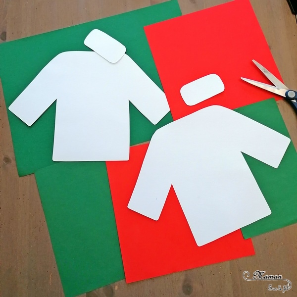 Activité manuelle et créative enfants - Fabriquer des pulls moches de Noël - en récup' - Chutes de papier déchiré et graphismes de Noël (étoiles, sapins, flocons, neige...) - Collage et dessin - Décoration DIY pour Noël ou décoration de classe - Collage - recyclage - Bricolage et Créativité - arts visuels Maternelle ou élémentaire, Cycle 1 ou 2 - mslf