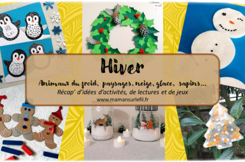 Récapitulatif Hiver - idées activités lectures jeux pour enfants sur un thème donné - différents thèmes - Animaux du froid, banquise, montagnes, paysages, neige, bonhommes de neige, flocons, glaces, sapins, pain d'épices, oranges, 4 saisons, météo - arts visuels - littérature jeunesse - jeux de société - jeux à imprimer - récap sur le fil - mslf