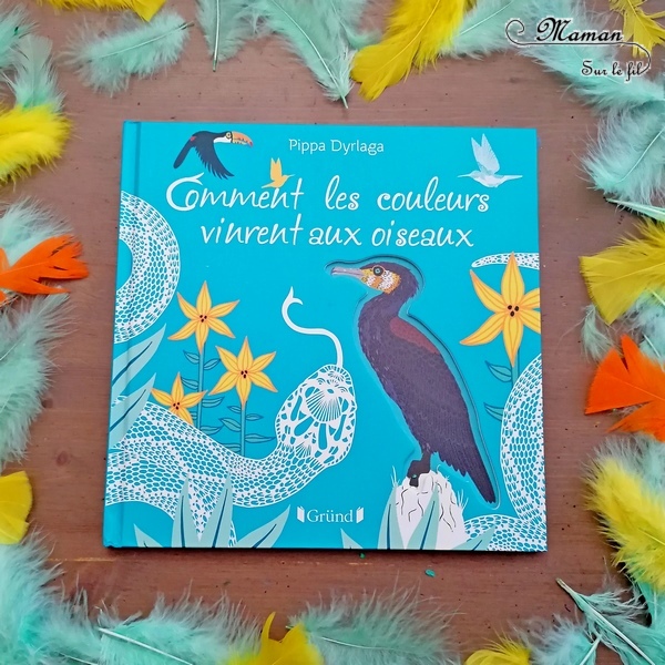 Livre enfants - Comment les couleurs vinrent aux oiseaux aux éditions Grund - Conte traditionnel des Caraïbes sublimé par les illustrations et les découpes de Pippa Dyrlaga - Serpent, oiseaux - Légende indienne - Découverte géographique - Amérique du Nord - Indiens - test et avis - mslf