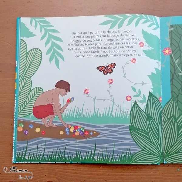 Livre enfants - Comment les couleurs vinrent aux oiseaux aux éditions Grund - Conte traditionnel des Caraïbes sublimé par les illustrations et les découpes de Pippa Dyrlaga - Serpent, oiseaux - Légende indienne - Découverte géographique - Amérique du Nord - Indiens - test et avis - mslf