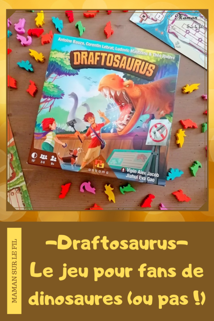 Jeu de société enfants et adultes - Draftosaurus chez Ankama - Jeu de plateau, de draft (on passe les pions à son voisin), de stratégie, de hasard (avec les contraintes du dé), de placement de pions - Créer ton zoo ou ton parc de dinosaures - Organisation et réflexion - 2 niveaux de jeu - Pour fans de dinos ou pas - 8 ans et plus - Test et avis - mslf