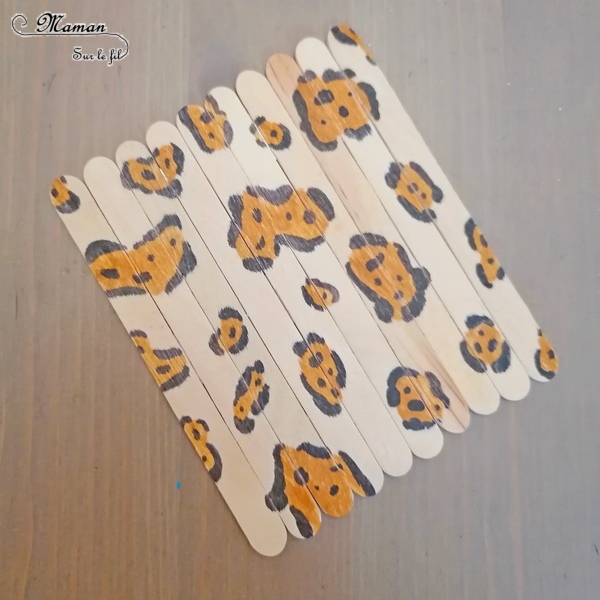 Activité créative et manuelle enfants - Fabriquer des puzzles Pelages animaux en récup' - Surcyclage, recyclage de bâtonnets de glace en bois - Dessin et peinture - Animaux de la savane et de la jungle - Girafes, Zèbres, Jaguars - Thème Brésil ou Kenya - arts visuels et Logique Maternelle et Elémentaire, Cycle 1 2 ou 3 - Découverte d'un pays, géographie - Amérique du Sud et Afrique - mslf