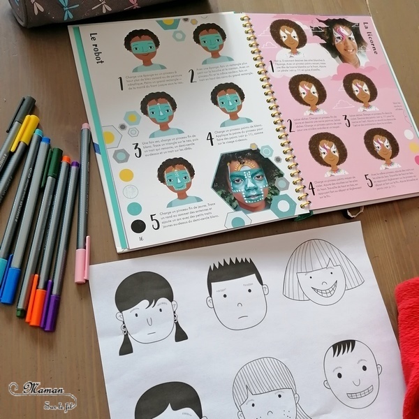 Activité manuelle et créative enfants - Maquiller ses parents ou ses enfants pour le carnaval ou mardi-gras - Dessiner pour maquiller des visages avec pour modèle livre de tutoriels maquillage - Maquillages pour enfants Faciles et Amusants des éditions Usborne - Brésil et Carnaval de Rio -Créativité - Idées maquillage pour anniversaire - Maternelle, Cycle 1 ou 2 - Découverte d'un pays, géographie - Amérique du Sud - mslf