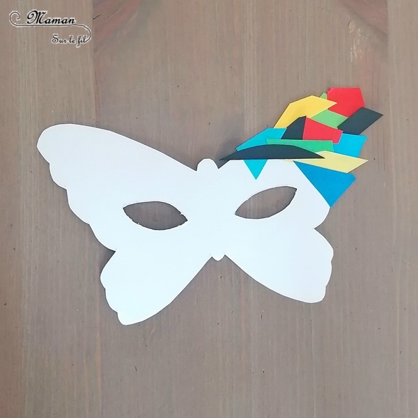 Activité manuelle et créative enfants - Fabriquer un masque avec des chutes de papier - Couleurs Arlequin - Récup et recyclage - Découpage et collage - Pour le carnaval ou mardi-gras - Technique type mosaique - Brésil et Carnaval de Rio - Bricolage DIY et Créativité - Masques fait maison pour la maternelle - arts visuels Elémentaire, Cycle 1 ou 2 - Découverte d'un pays, géographie - Amérique du Sud - mslf