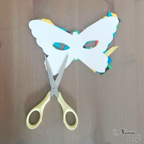 Activité manuelle et créative enfants - Fabriquer un masque avec des chutes de papier - Couleurs Arlequin - Récup et recyclage - Découpage et collage - Pour le carnaval ou mardi-gras - Technique type mosaique - Brésil et Carnaval de Rio - Bricolage DIY et Créativité - Masques fait maison pour la maternelle - arts visuels Elémentaire, Cycle 1 ou 2 - Découverte d'un pays, géographie - Amérique du Sud - mslf