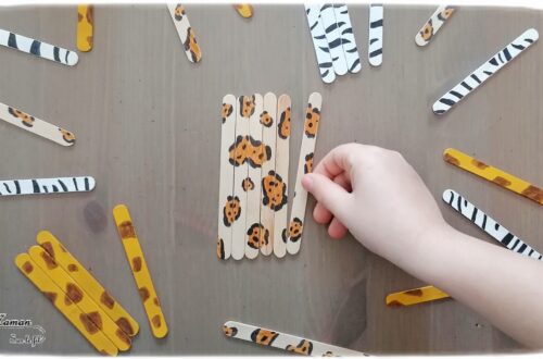 Activité créative et manuelle enfants - Fabriquer des puzzles Pelages d'animaux en récup' - Surcyclage, recyclage de bâtonnets de glace en bois - Dessin et peinture - Animaux de la savane et de la jungle - Girafes, Zèbres, Jaguars - Thème Brésil ou Kenya - arts visuels et Logique Maternelle et Elémentaire, Cycle 1 2 ou 3 - Découverte d'un pays, géographie - Amérique du Sud et Afrique - mslf