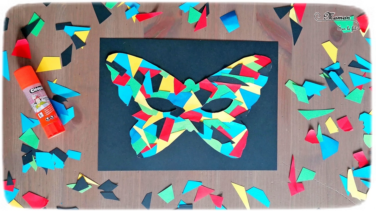 Gabarit Masque Arlequin à Imprimer Masque Arlequin en chutes de papier {Activité} - Maman Sur Le Fil