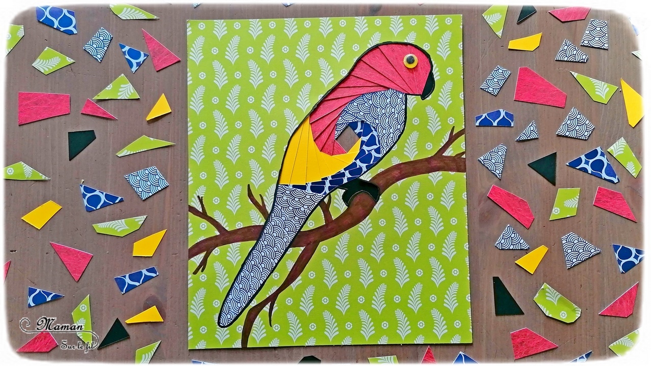 Brésil Perroquet Ara en Iris Folding {Activité} Maman Sur Le Fil