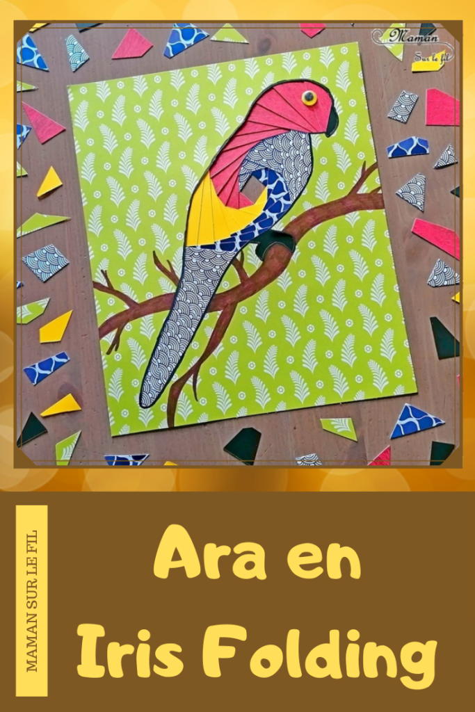 Activité manuelle et créative enfants - Fabriquer une carte Perroquet Ara en Iris Folding - Technique hollandaise de pliage, collage, découpage de papier pour faire de jolies cartes - Utilisation des chutes de papier - Récup - Brésil - Animaux de la jungle - Suivi d'un modèle, gabarit - recyclage - Bricolage et Créativité - arts visuels Elémentaire, Cycle 2 ou 3 - Découverte d'un pays, géographie - Amérique du Sud - mslf