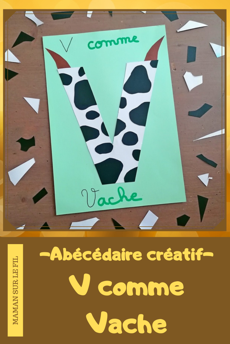 Abécédaire créatif - V comme Vase, Vache et Voiture - activité manuelle et créative enfants - Découpage et collage de papier pour faire de jolies fleurs colorées dans un vase (volume et printemps) - Utiliser les chutes de papier pour créer tâches de la vache - Peinture ludique avec une petite voiture - apprentissage lettres alphabet - maternelle - Alphabets lettres creuses gratuit - créative - Projet Maternelle Cycle 1 - mslf