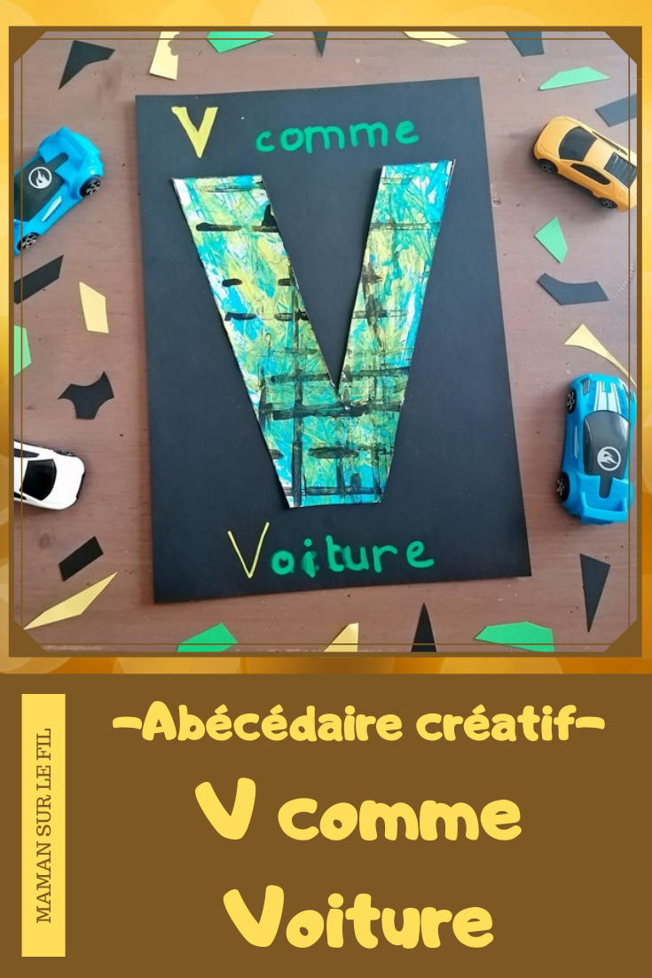 Abécédaire créatif - V comme Vase, Vache et Voiture - activité manuelle et créative enfants - Découpage et collage de papier pour faire de jolies fleurs colorées dans un vase (volume et printemps) - Utiliser les chutes de papier pour créer tâches de la vache - Peinture ludique avec une petite voiture - apprentissage lettres alphabet - maternelle - Alphabets lettres creuses gratuit - créative - Projet Maternelle Cycle 1 - mslf