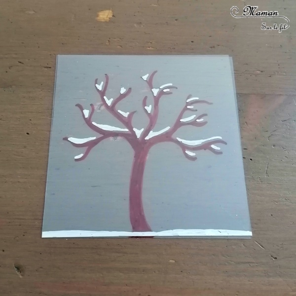 Activité manuelle et créative enfants - Fabriquer un jeu DIY autour des 4 saisons - Arbre modulable et cycle de la nature - Transparents et dessin - changements de l'arbre au fil des saisons - été, automne, printemps et hiver - fleurs, neige, feuilles mortes, soleil - plusieurs étages - couleurs - Bricolage Fait Maison- Feuilles plastiques transparentes - Marqueurs peinture - Bricolage et Créativité - Maternelle - Cycle 1 - Nature et Printemps - mslf