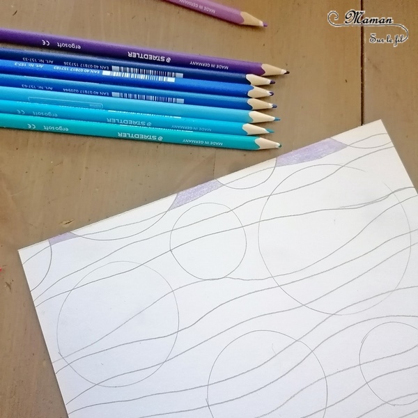 Activité manuelle et créative enfants - Art visuel autour des cercles, lignes et couleurs - Couleurs chaudes et froides - Dégradés de couleurs - Coloriage - feutres ou crayons de couleur - Technique d'arts plastiques - Peinture - Maternelle - arts visuels Elémentaire, Cycle 1, 2 ou 3 - mslf